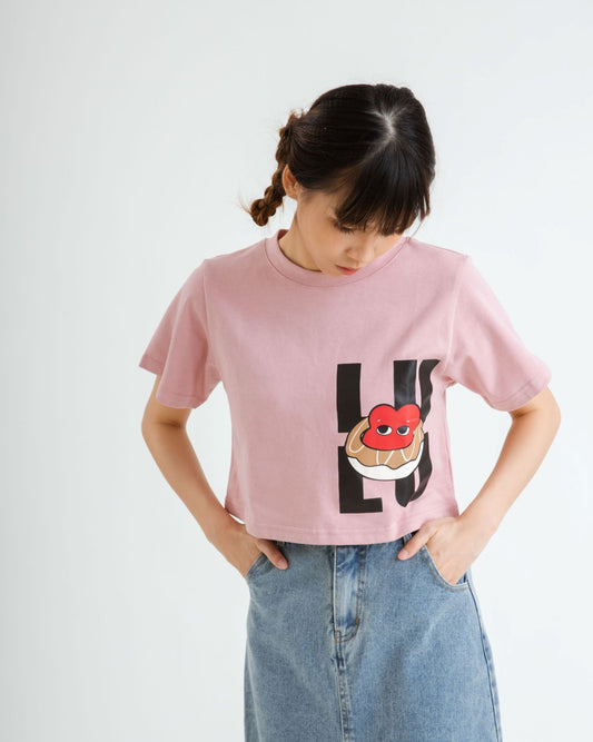 LULU Donut Cropped Tee (Pink)