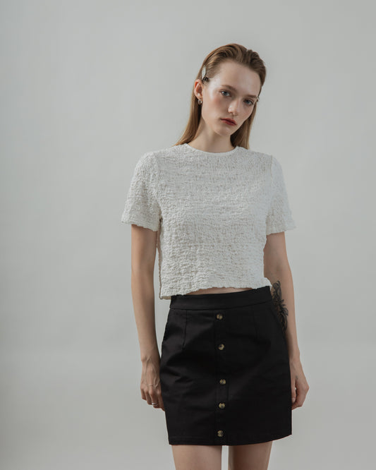 Button Down A-Line Skirt (Black)