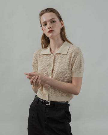 Chris Short Sleeve Knit Top (Beige)