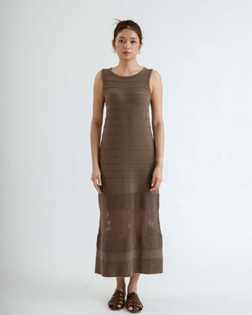 Eco Sleeveless Knitted Dress (Brown)