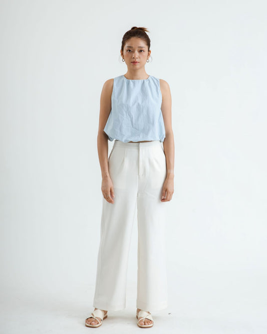 Tara High Waist Trousers (White)