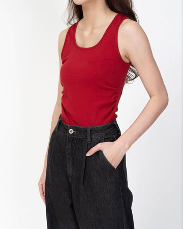 Basic Gathered Waist Tank Top