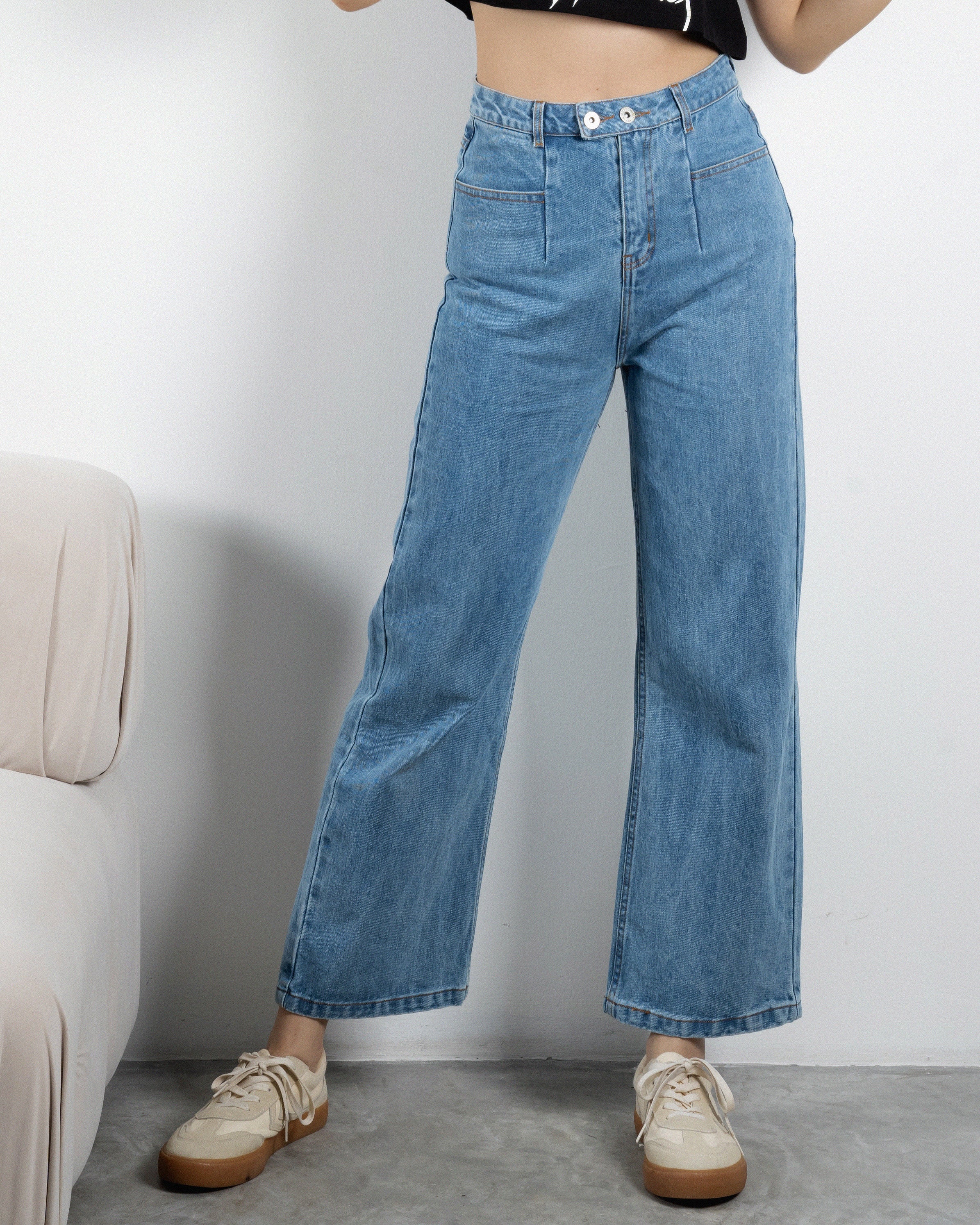 Mango Helen High Rise Straight Cut Jeans, Open Blue, 4