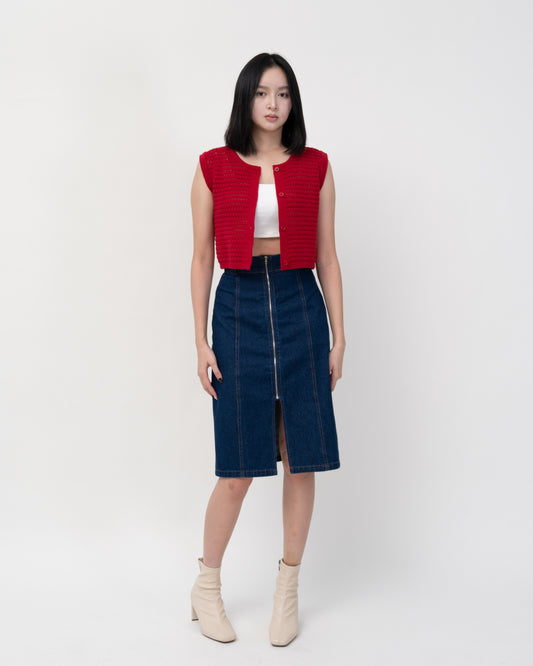 Eco Hollow Knit Top (Red)