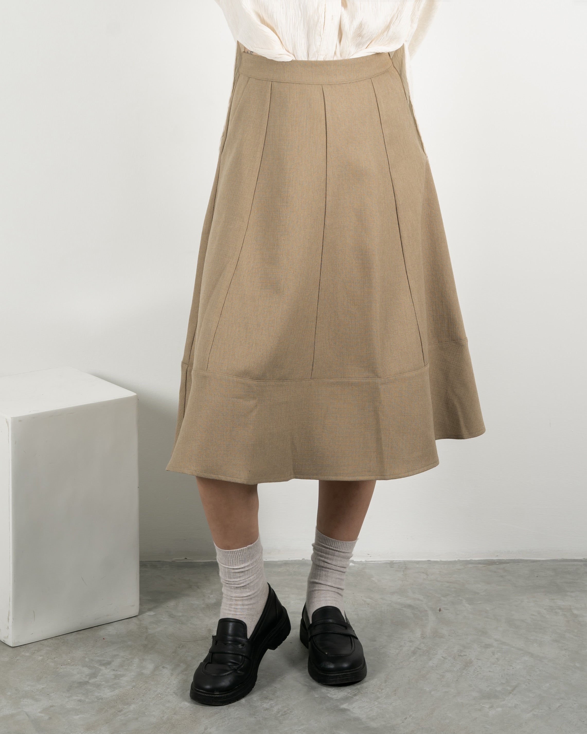 Linda Panel Skirt Khaki Brown