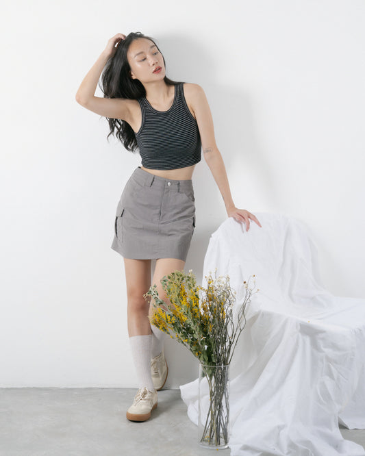 Cargo Mini Skirt (Khaki Grey)