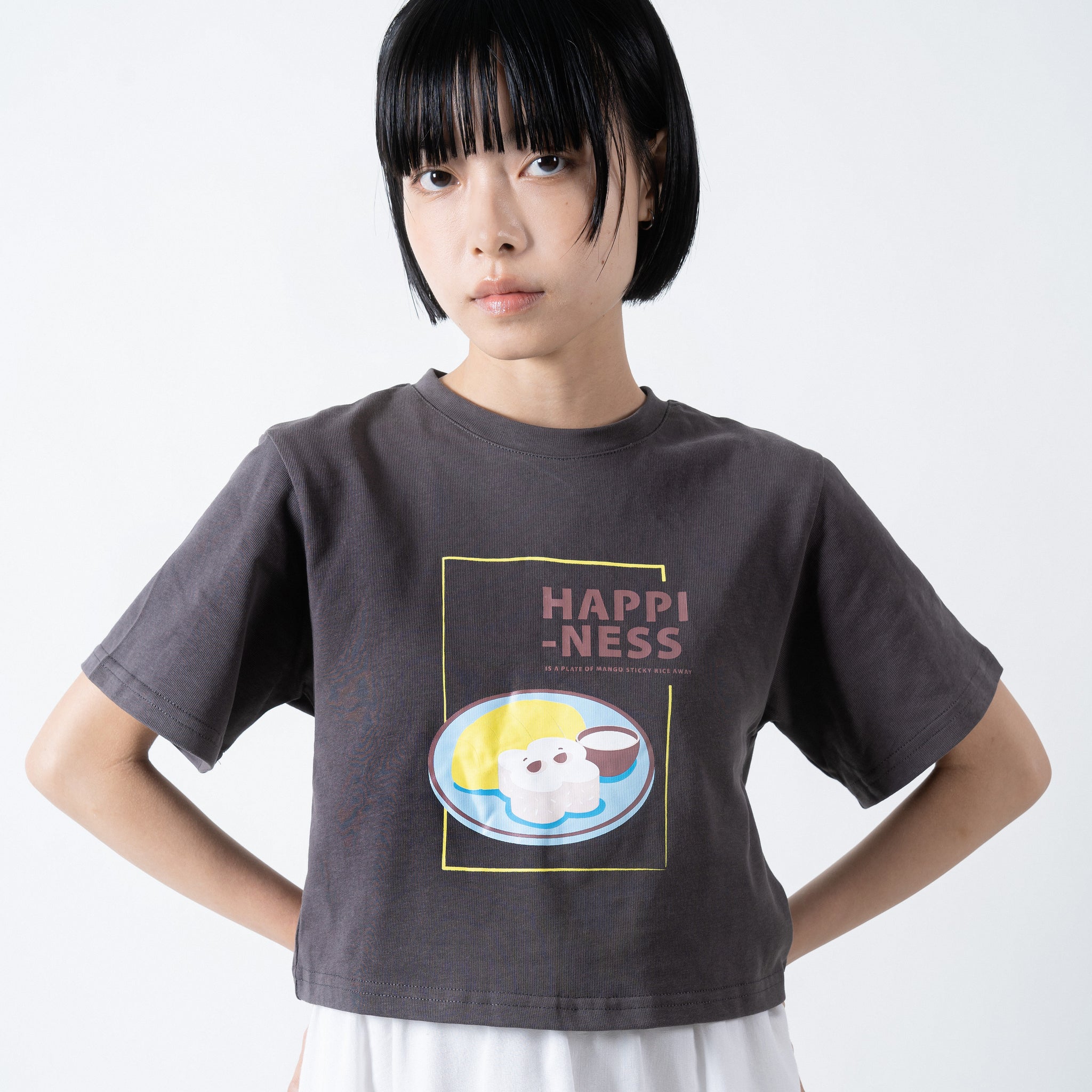 Mango Sticky Rice LULU Crop Tee (Dark Grey)