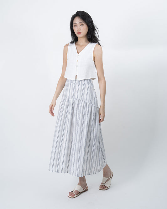 Kaia Flare Maxi Skirt (Striped)