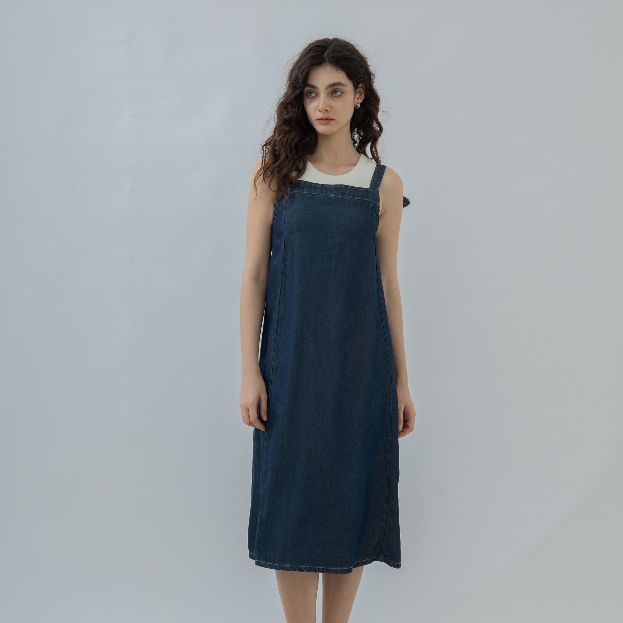 Tie-Strap Denim Dress (Denim)