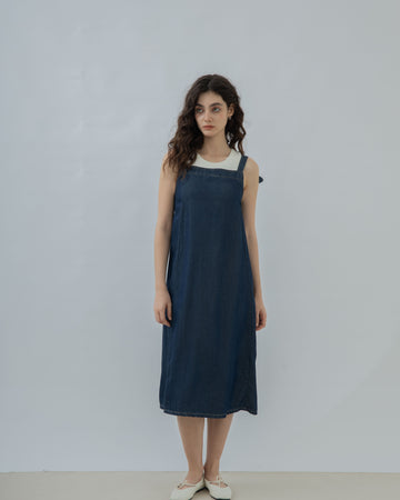 Tie-Strap Denim Dress (Denim)