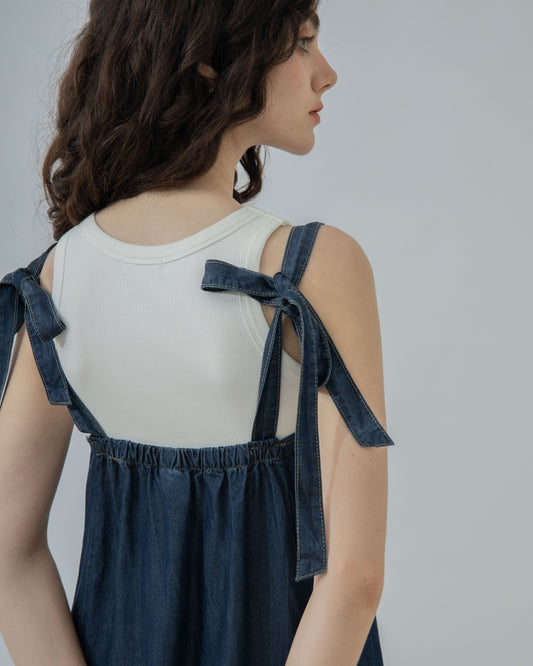 Tie-Strap Denim Dress (Denim)