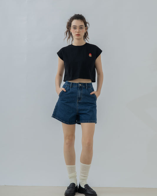 Paddington LULU And Friends Embroidery Crop Tee (Black)