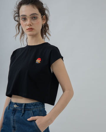 Paddington LULU And Friends Embroidery Crop Tee (Black)