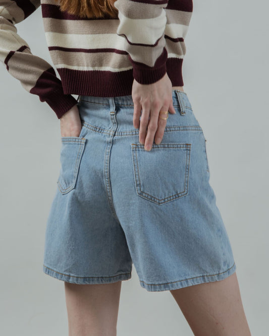 Mid Length Denim Shorts (Denim)