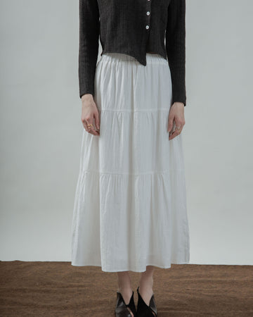 Ada Layered Maxi Skirt (White)