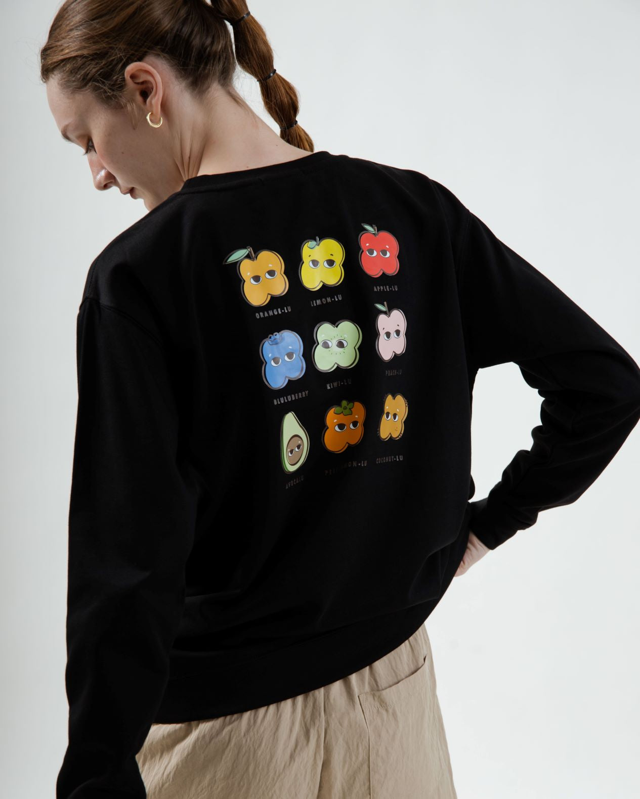 LULU Fruity Graphic Oversize Sweater (Black)