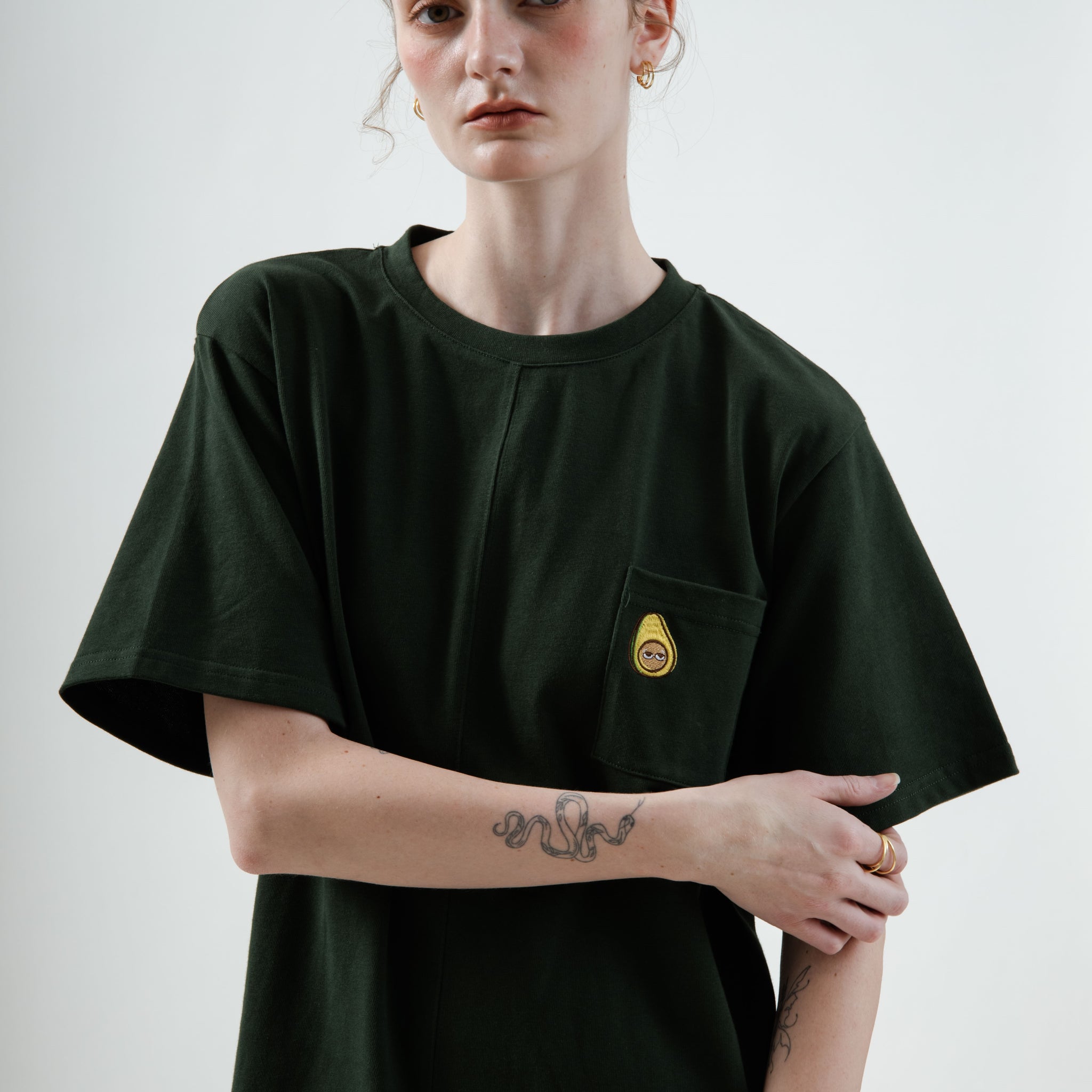 LULU Avocado Embroidery Oversize Tee (Green)