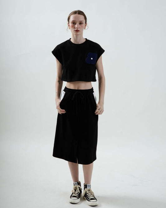 LULU Short Sleeve Crop Top (Black)