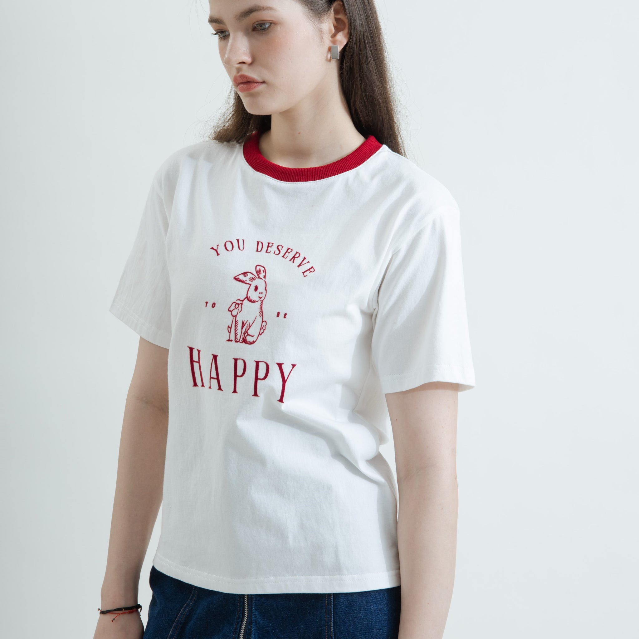 You Deserve To Be Happy Graphic Tee (White)