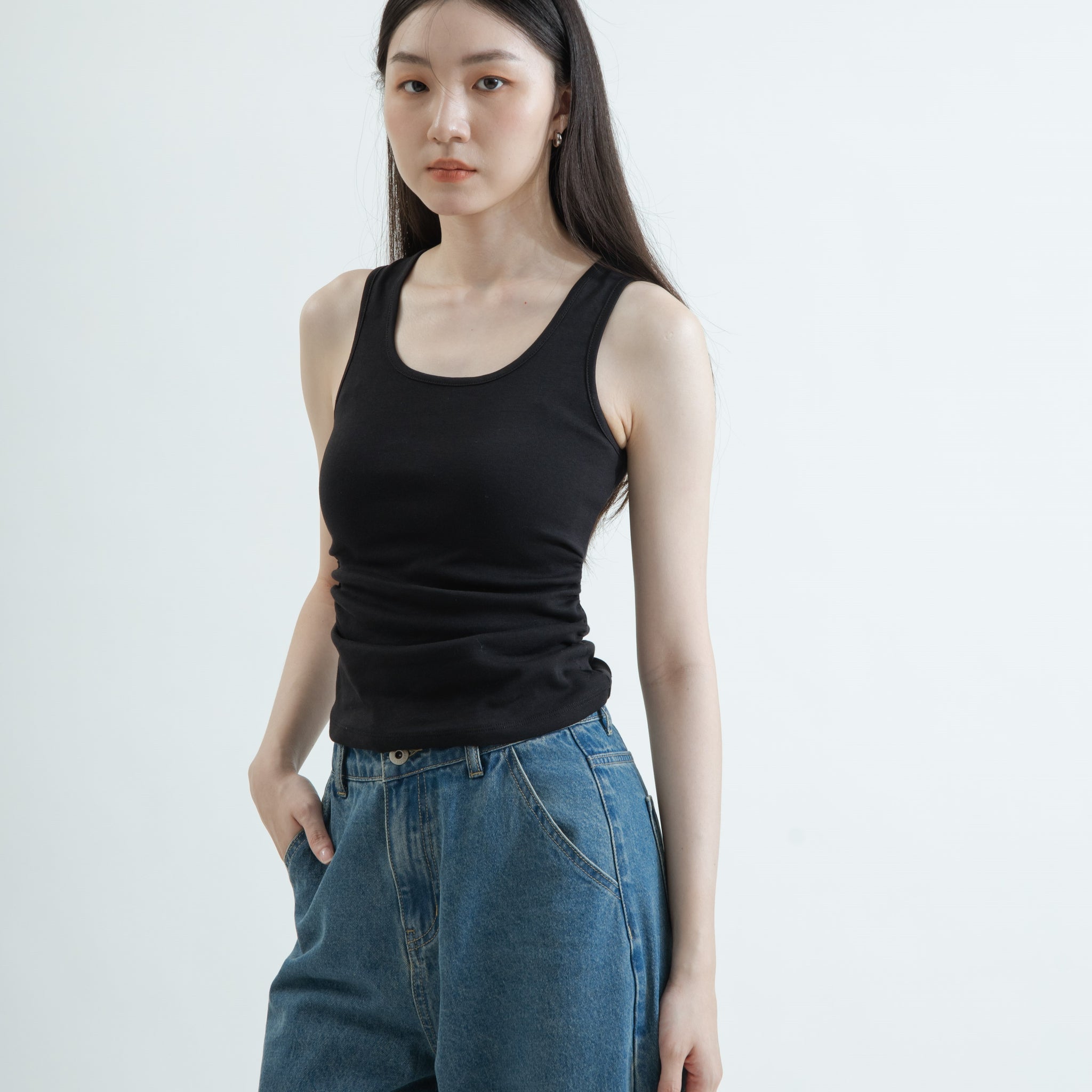 Basic Gathered Waist Tank Top