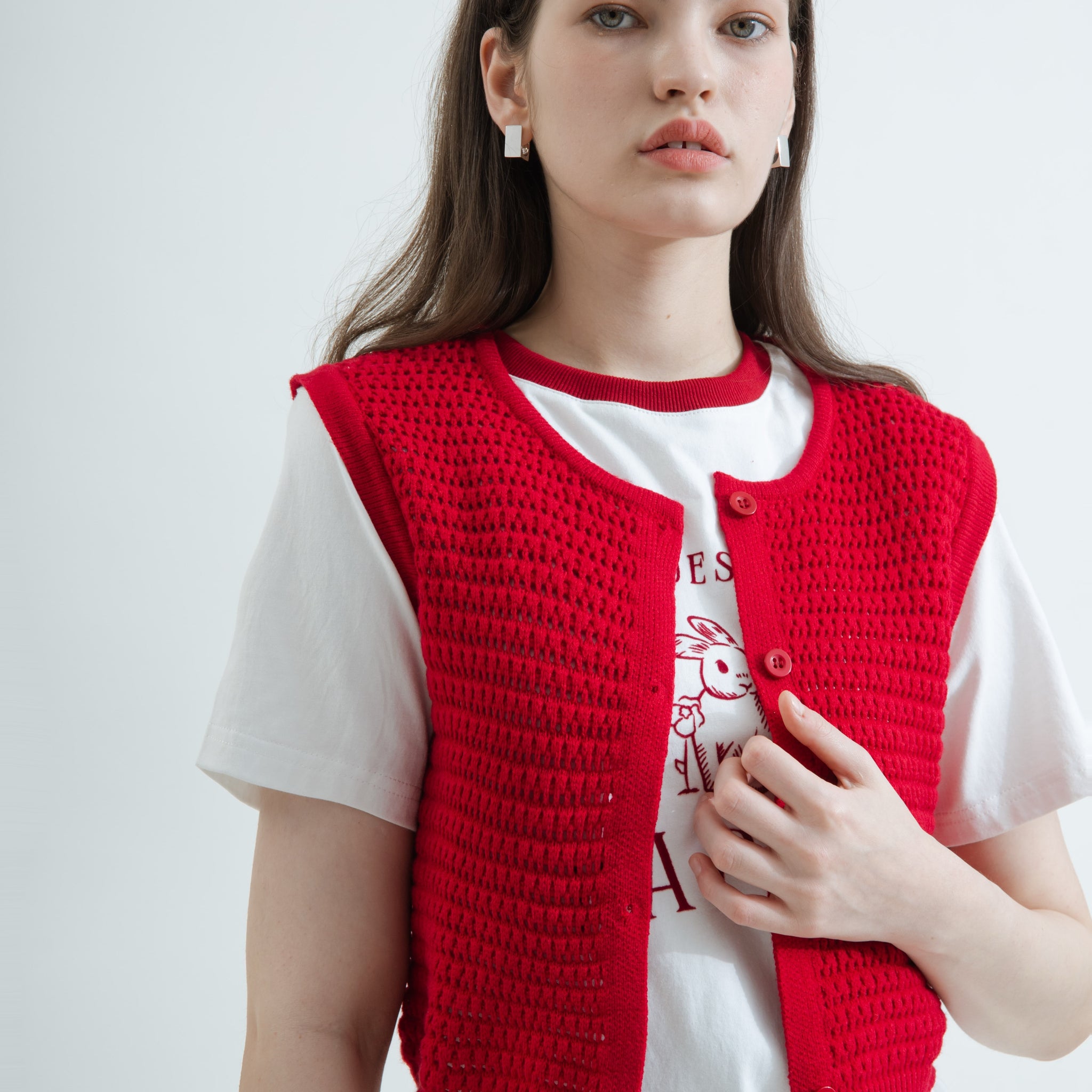 Eco Hollow Knit Top (Red)