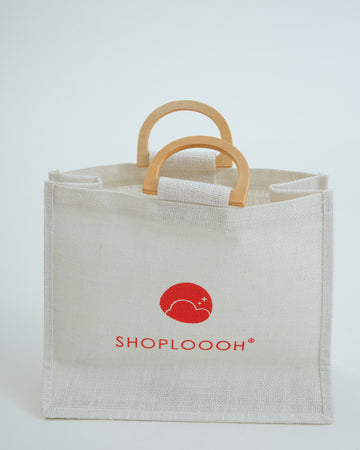 SHOPLOOOH Slogan Canvas Bag (Beige)