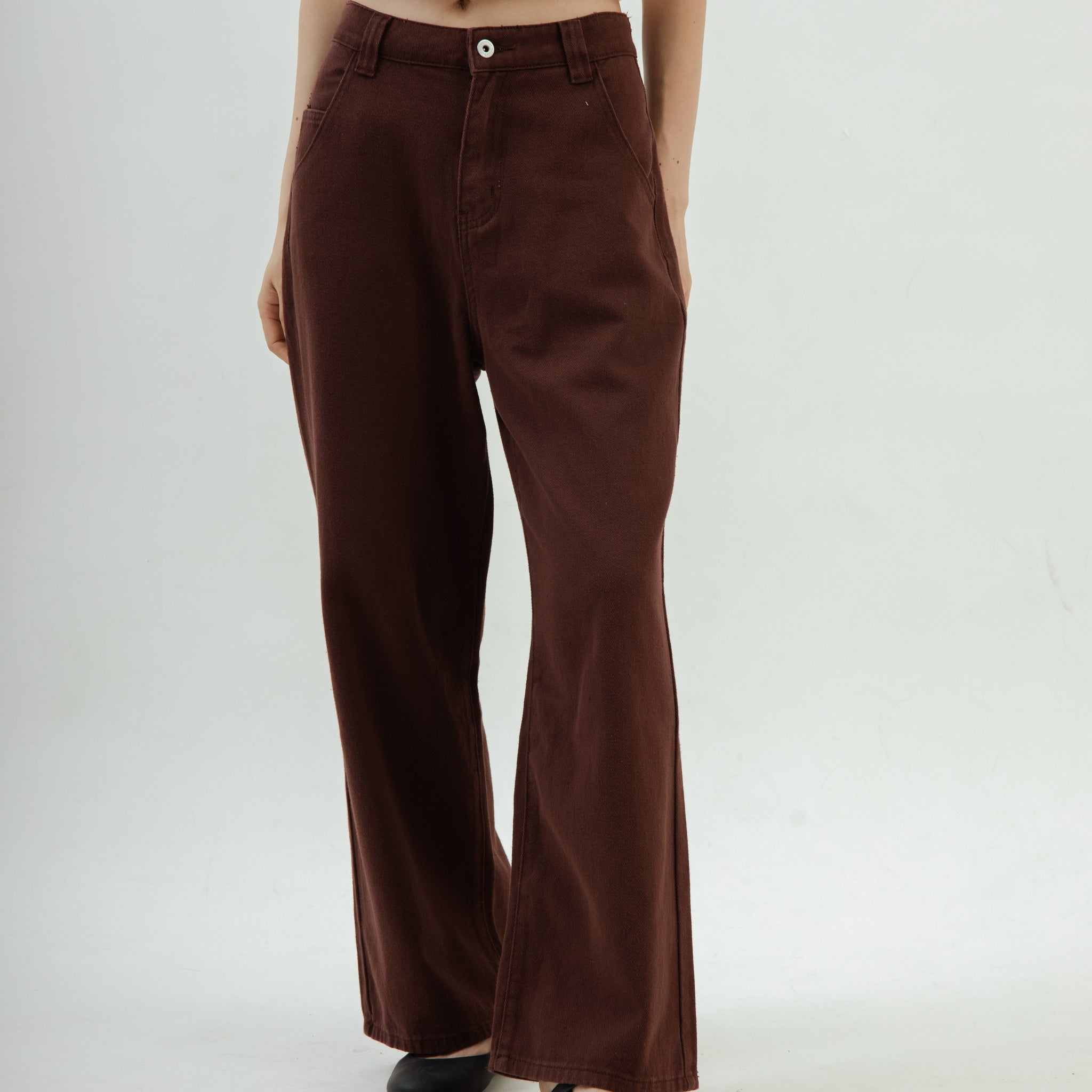 Riven Straight Denim Pants (Brown)