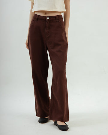 Riven Straight Denim Pants (Brown)