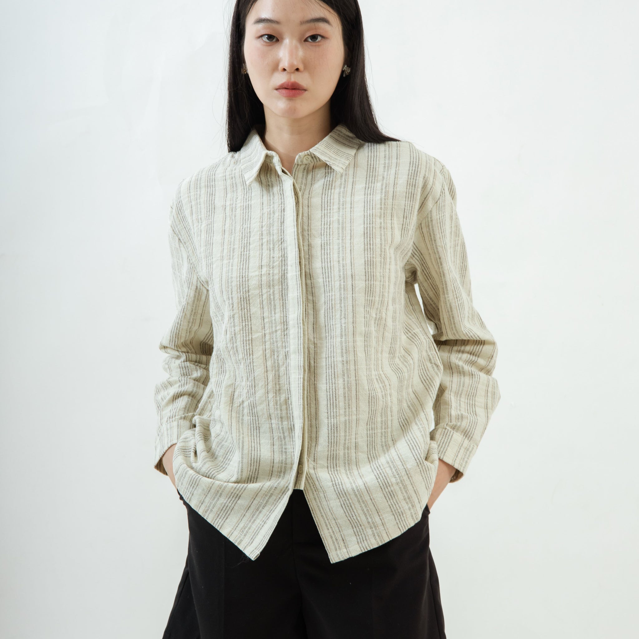 Boyfriend Textured Shirt (Striped)