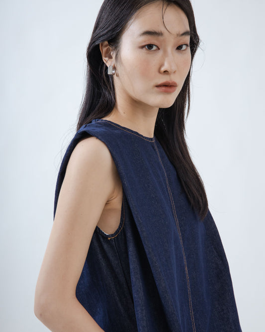 Boxy Straight Cut Denim Dress (Denim) (ONLINE EXCLUSIVE)